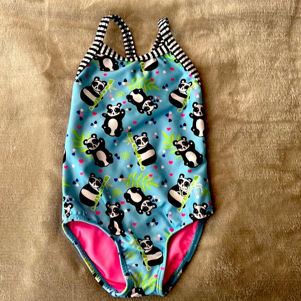 Panda Print one piece bathing suit 2T